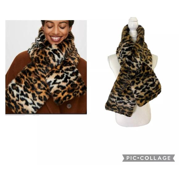 Aritzia Accessories - Aritzia Auxiliary Leopard Faux Fur Collar Scarf One Size Winter New with Tags